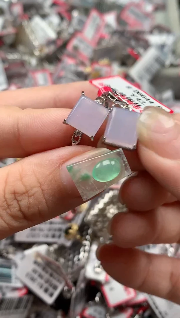 银S925镶嵌戒指翡翠天然A货缅甸翡翠