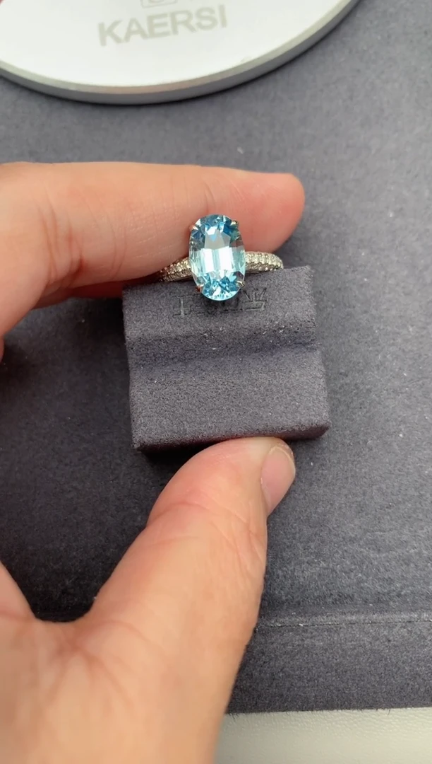 18K金镶嵌戒指海蓝宝石3.2ct海蓝宝   定制   BG