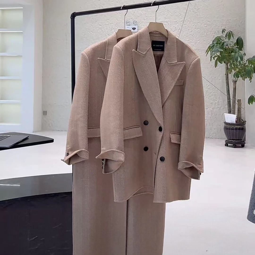 韩版休闲百搭宽松双面呢大衣