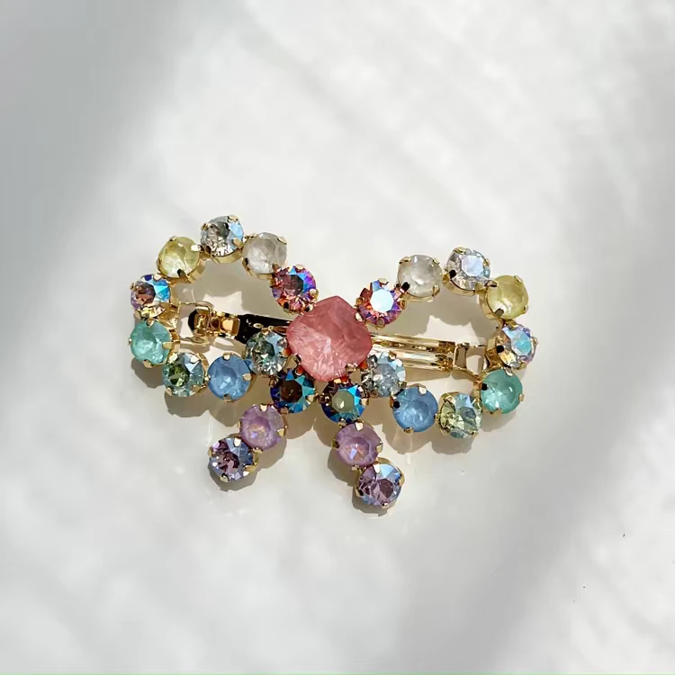 施华S家水晶饱满气质头饰蝴蝶结韩版发夹轻奢复古发饰