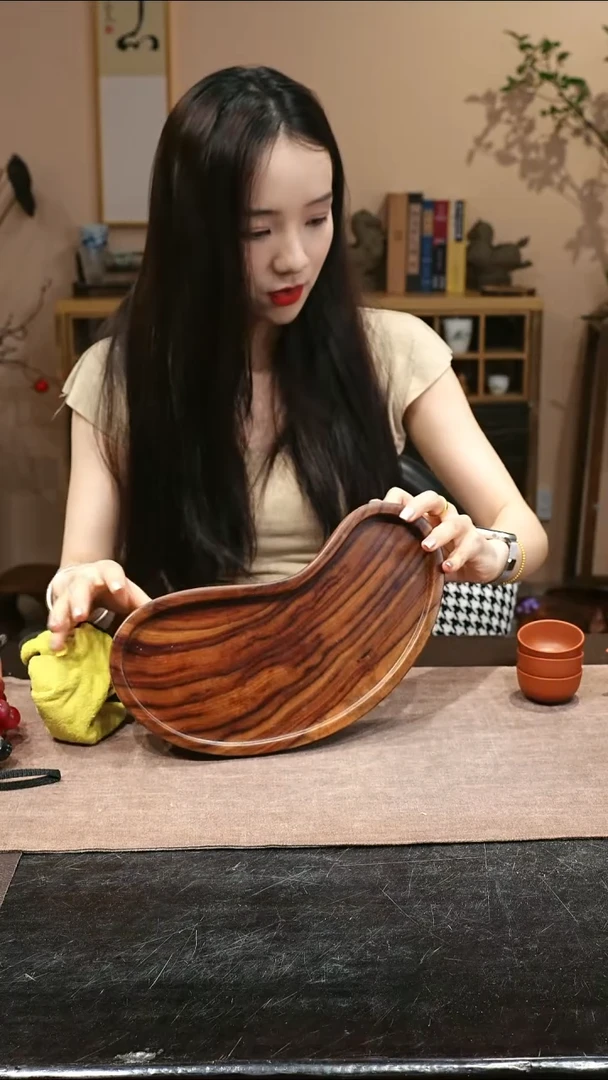 木香樟木原木腰果茶盘140
