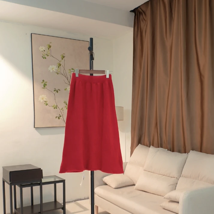 Y049  高级感简约纯色针织半身裙 LUSY-21038