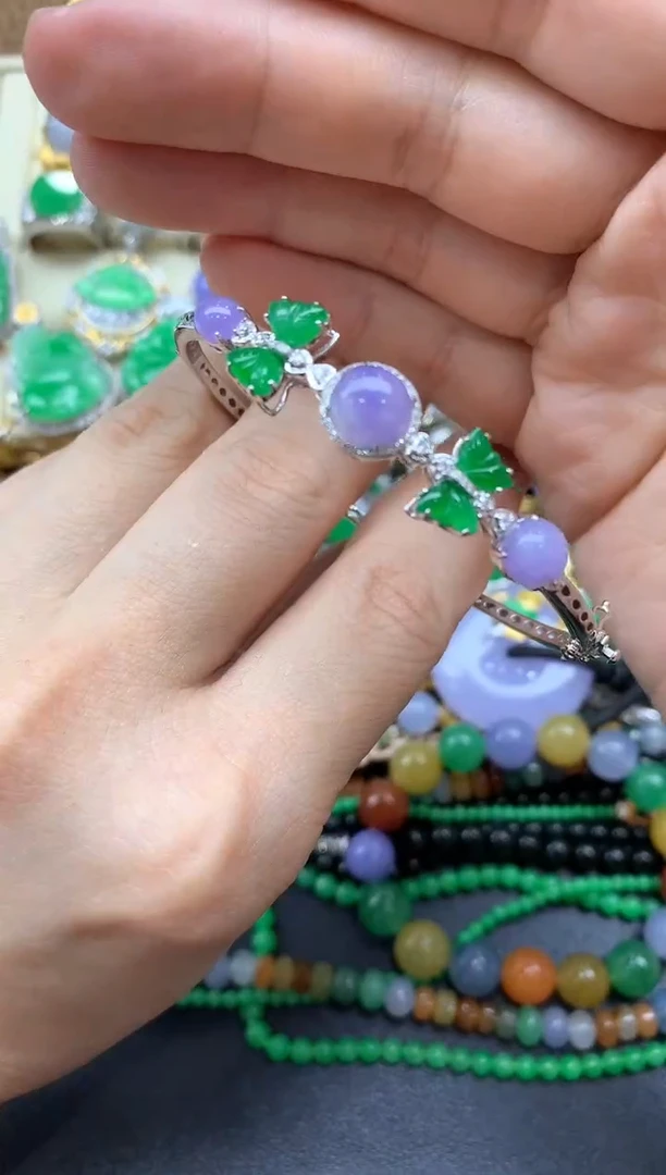 【闪购商品】翡翠手镯18K金镶嵌638-中国好珍宝