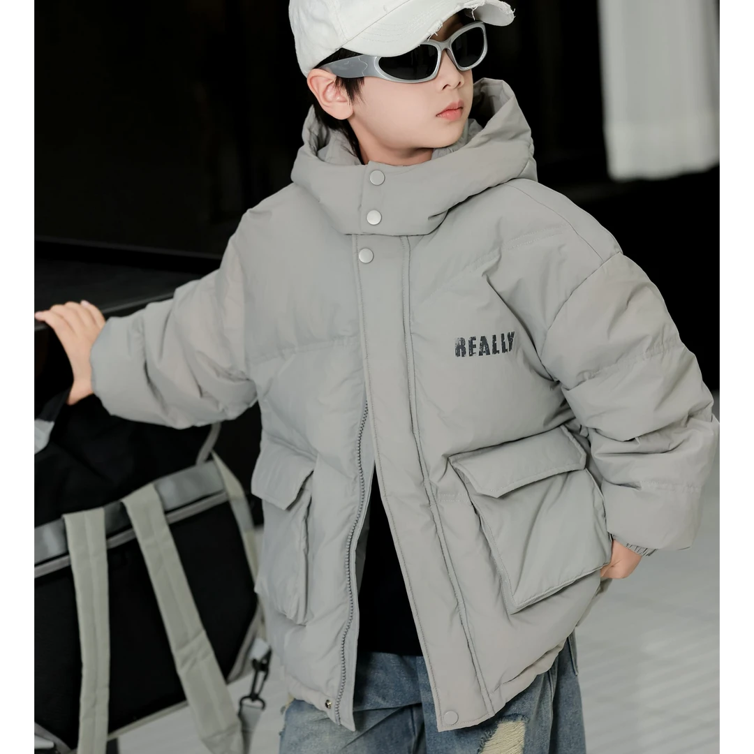 88206高端专享冬款连帽羽绒服灰绿