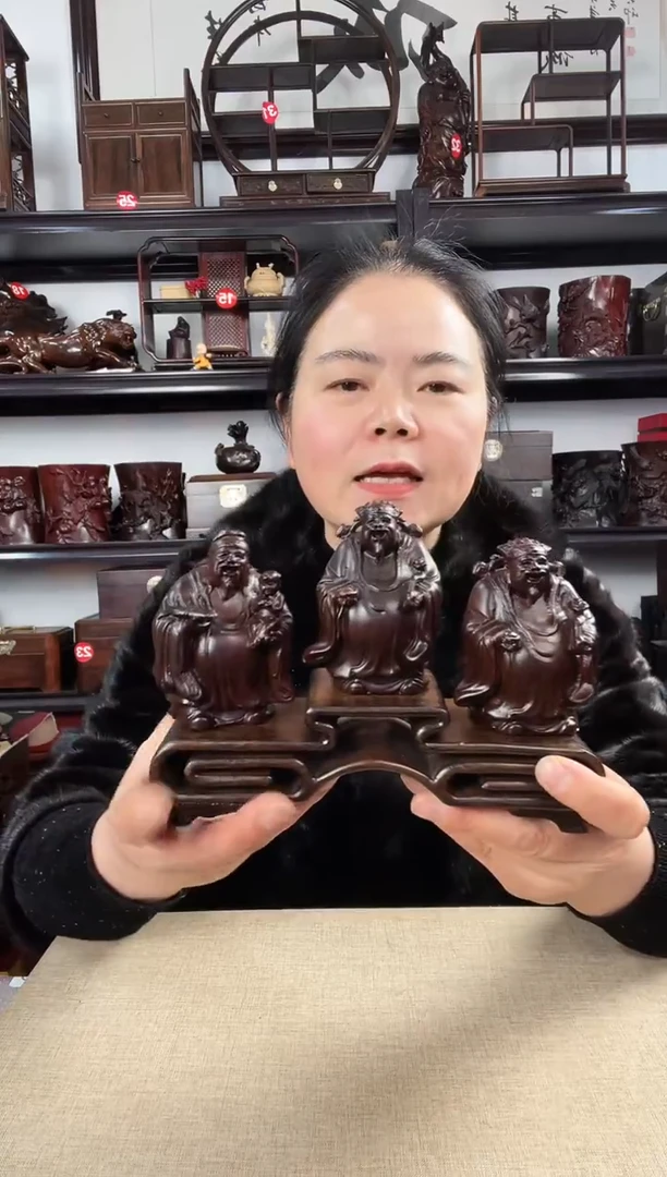 木三连+福禄寿老李红木工艺品