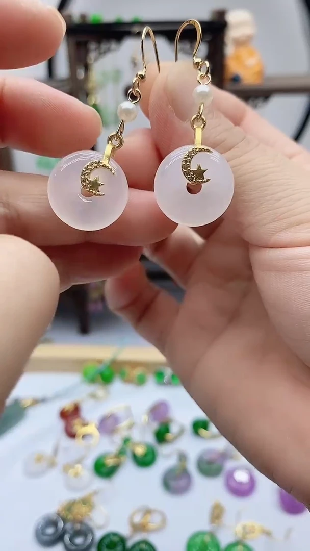 玛瑙/玉髓耳饰14K金镶嵌233
