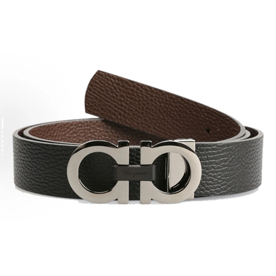 FERRAGAMO菲拉格慕 双面平滑扣牛皮革 宽3.5cm皮带678783-0476361