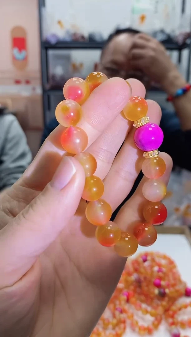 未镶嵌手串玛瑙/玉髓粉紫玛瑙手链