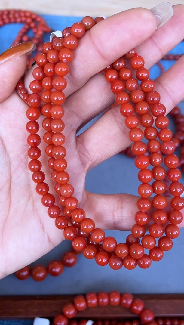 未镶嵌手串南红玛瑙N58凉山瓦西料柿子锦红多圈