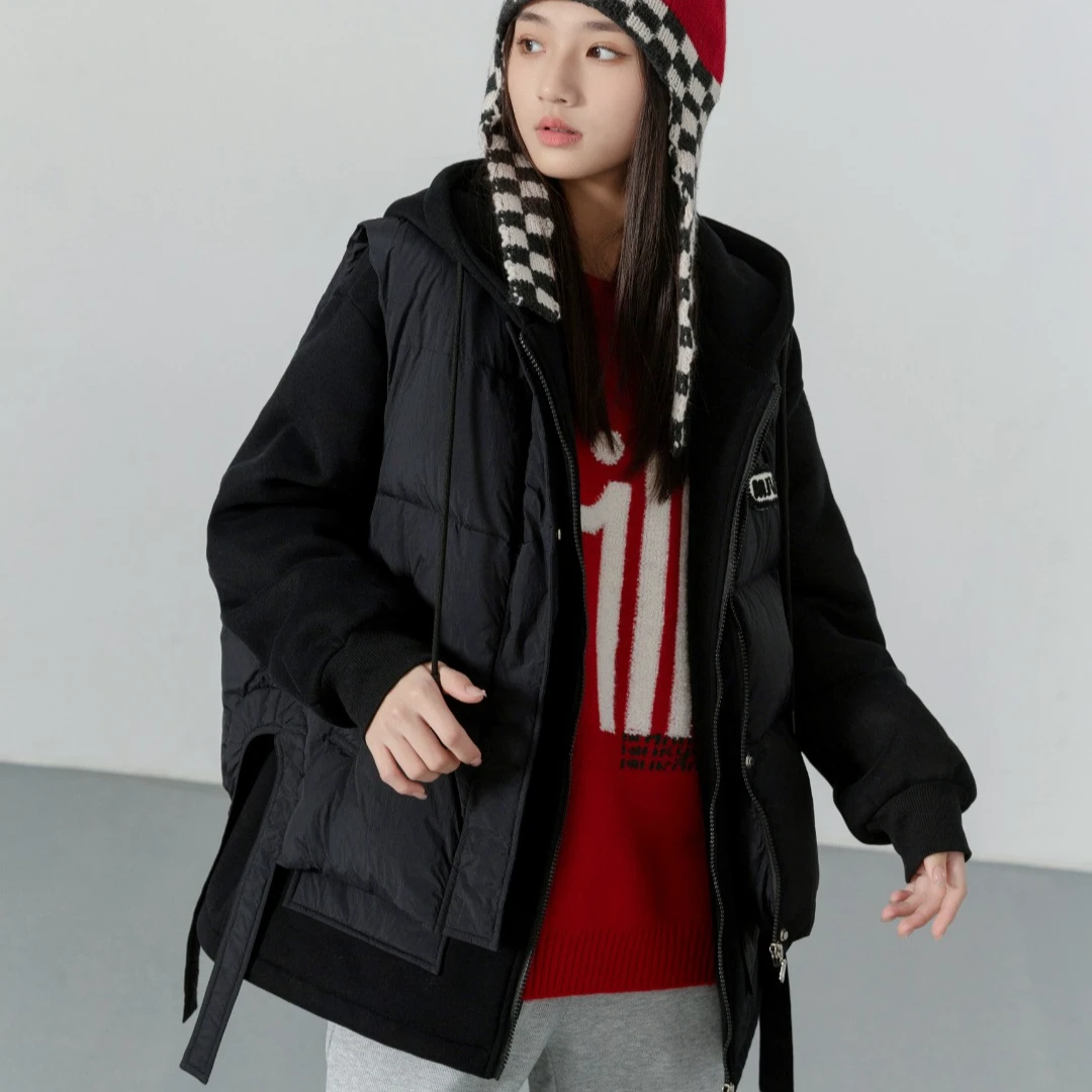 52229高端专享青少年老林家天花板羽绒马甲两件套黑色