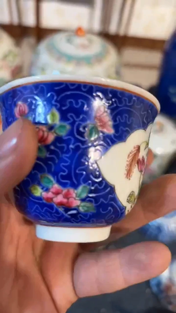 摆件瓷摆件瓷摆件紫色杯子