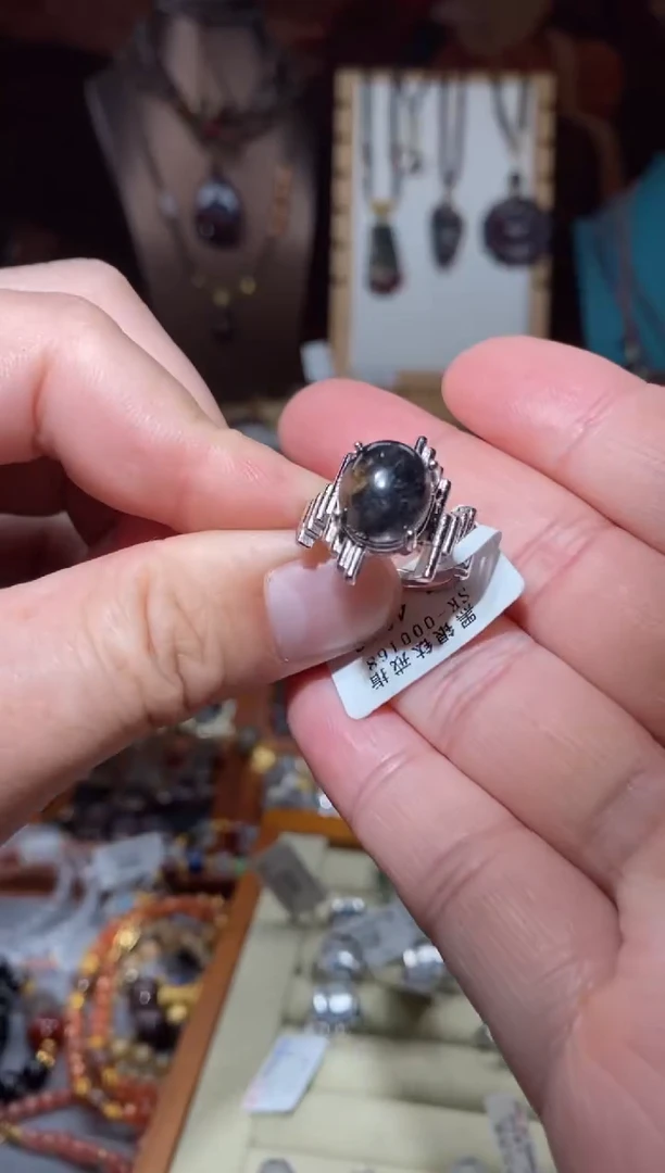 【闪购商品】水晶黑银钛戒指未镶嵌多样性