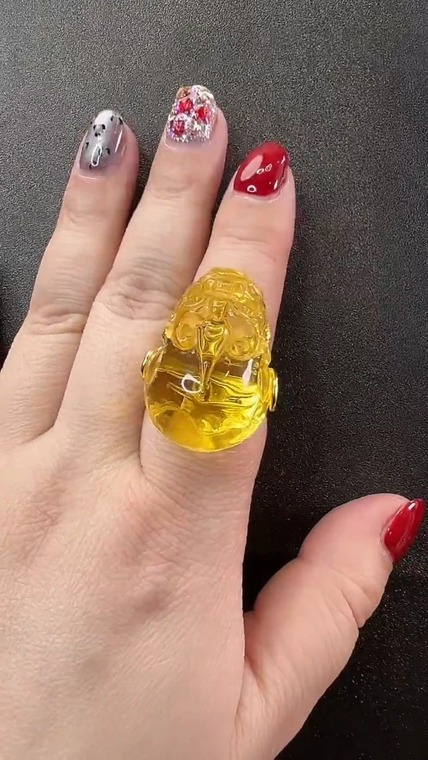 【闪购商品】琥珀戒指银S925镶嵌戒指