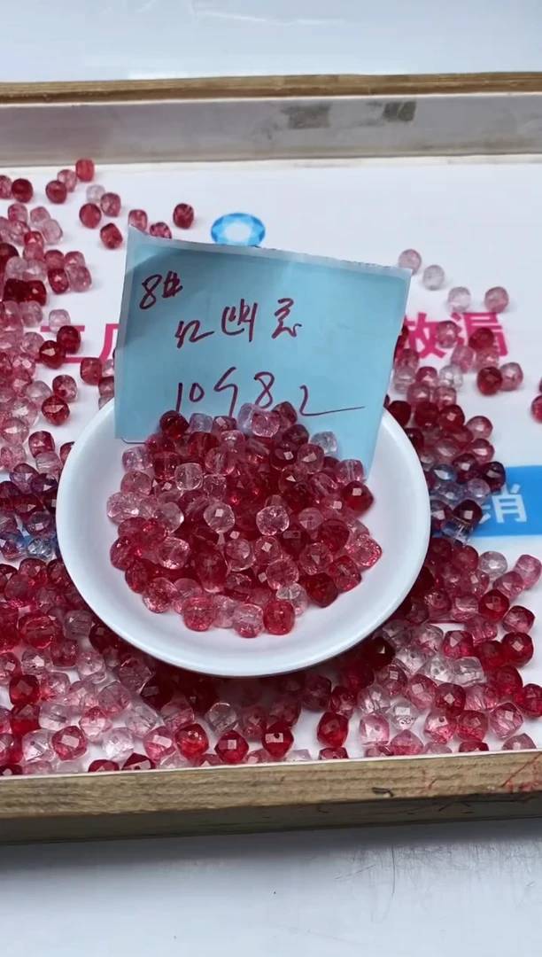 水晶珠宝半成品未镶嵌D19 红幽灵方糖8mm10个8元