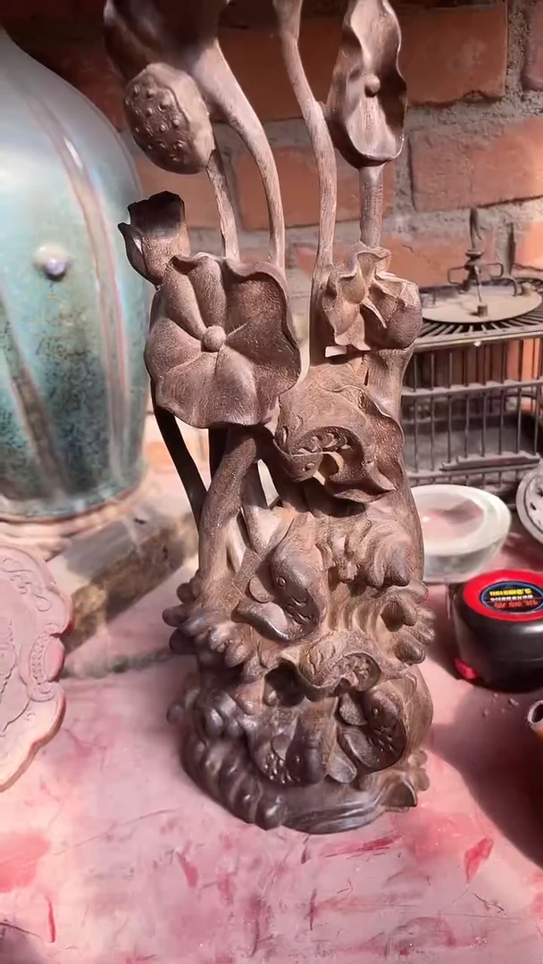 【闪购商品】木木雕新年快乐香木摆件