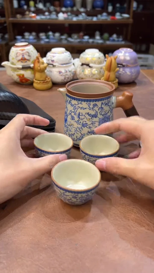 真的很便宜超好看会开片的旅行茶具