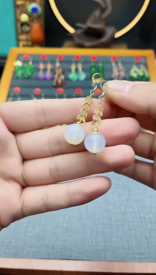 【闪购商品】玛瑙/玉髓耳钉银S925镶嵌915000