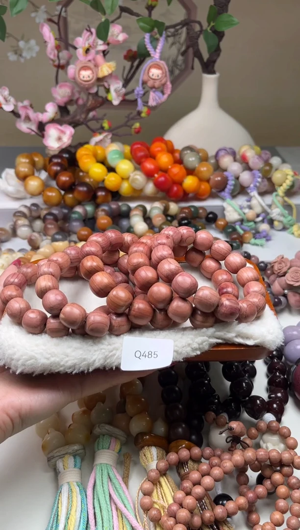 白玉菩提吊坠瑕WQ485血柏木桶珠14mm一串随机