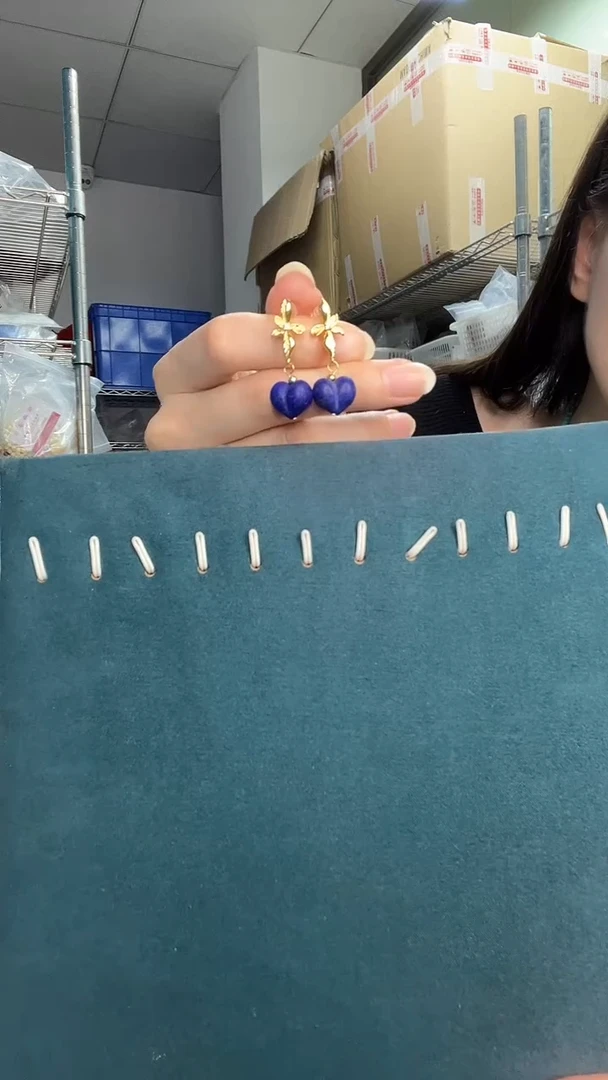 青金石未镶嵌耳饰A1343耳钩