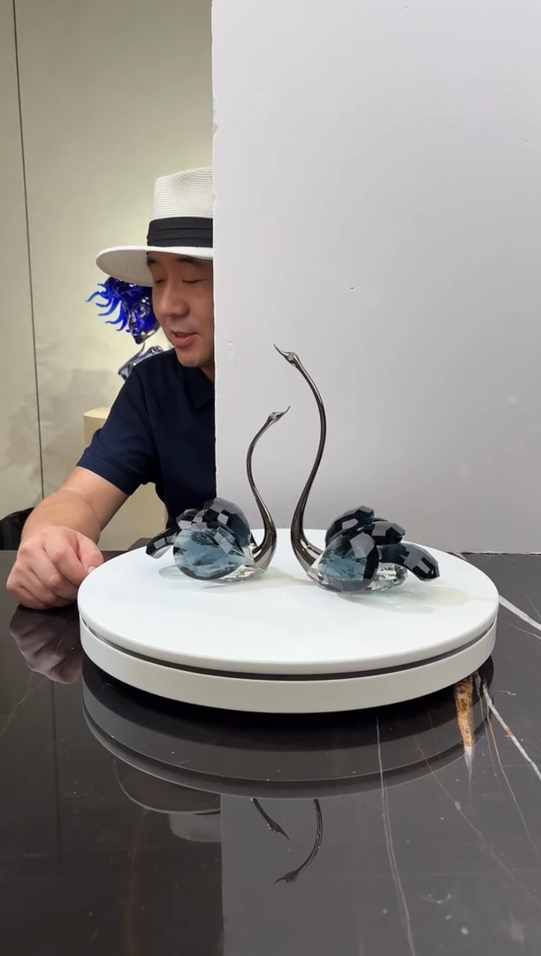 摆件CS0103050墨兰水晶天鹅一对