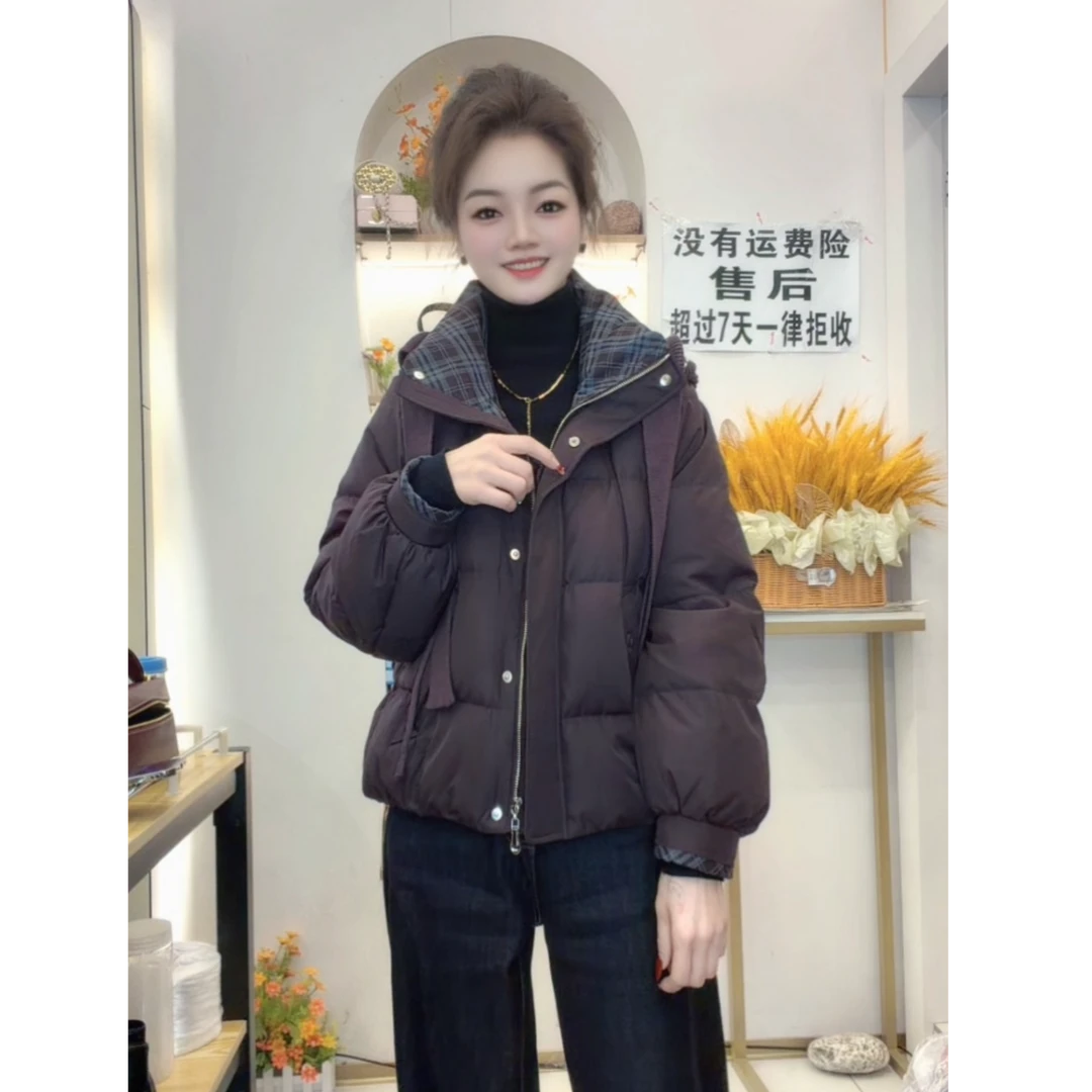 2025冬季新款时尚休闲带帽短款羽绒服
