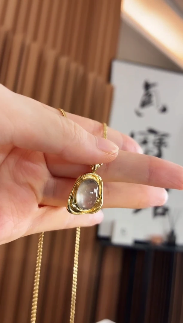 吊坠(不含链)18K金镶嵌翡翠吊坠