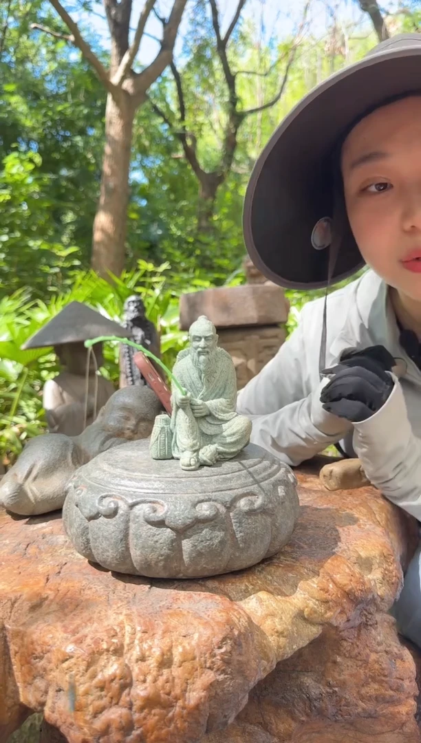 人造石造景摆件钓鱼翁