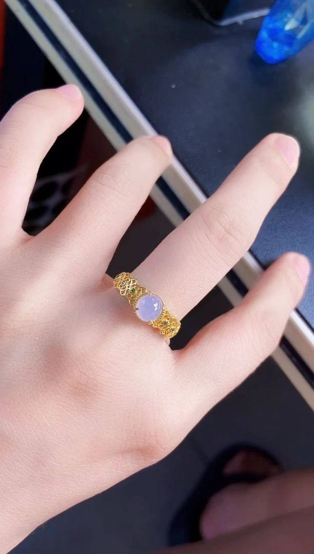 翡翠戒指银S925镶嵌14