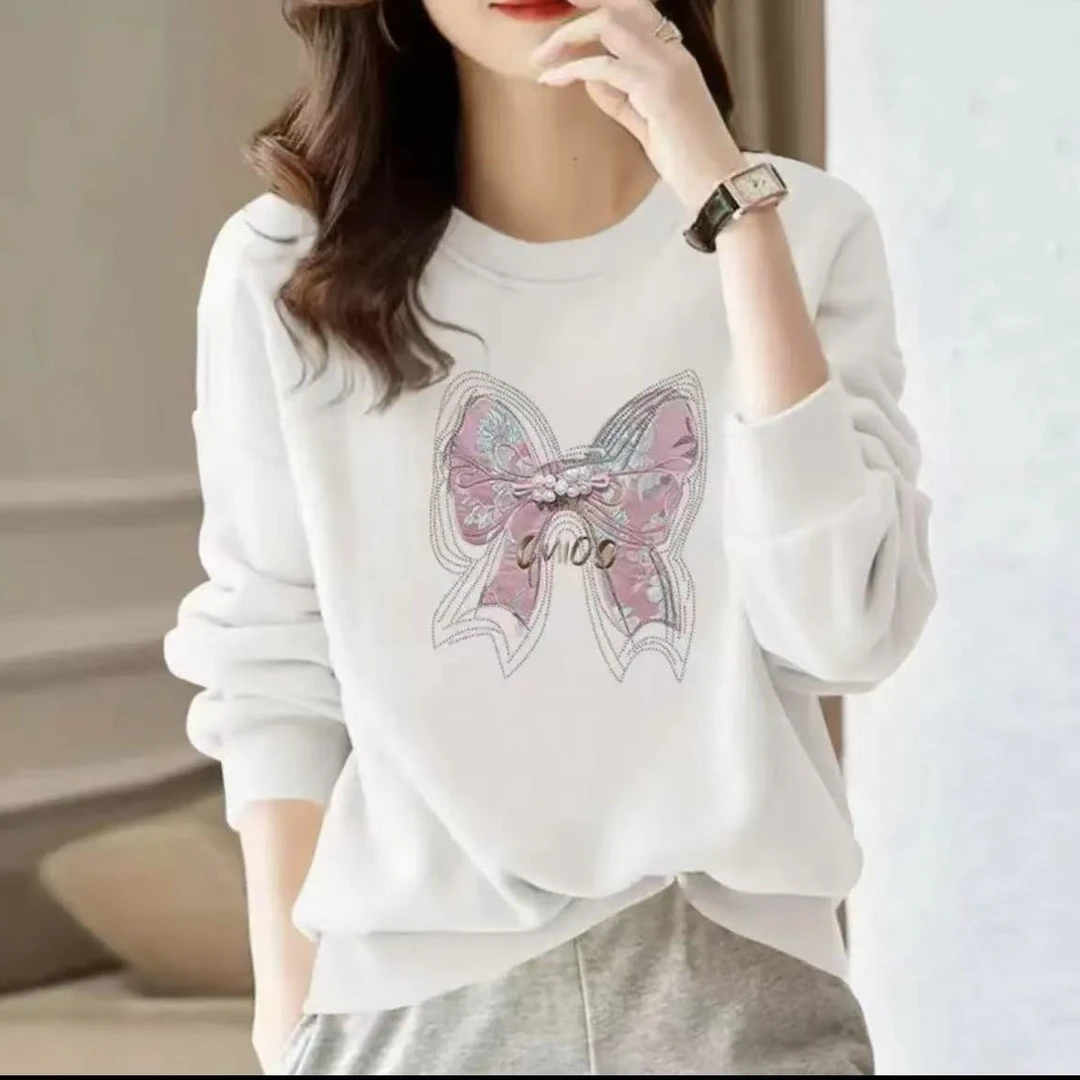 女士卫衣圆领春秋长袖时尚休闲韩版百搭减龄ins