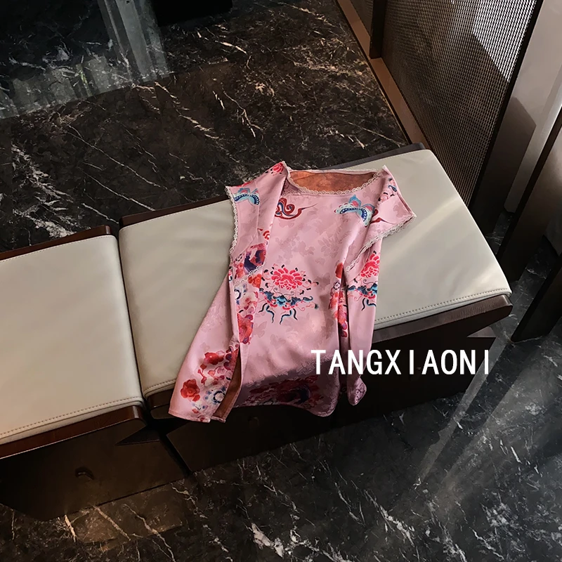 2店【周庄一蝶】花粉粉蕾丝背心