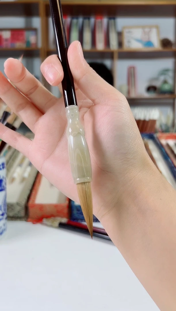 黑檀牛角斗莲花狼毫3.8