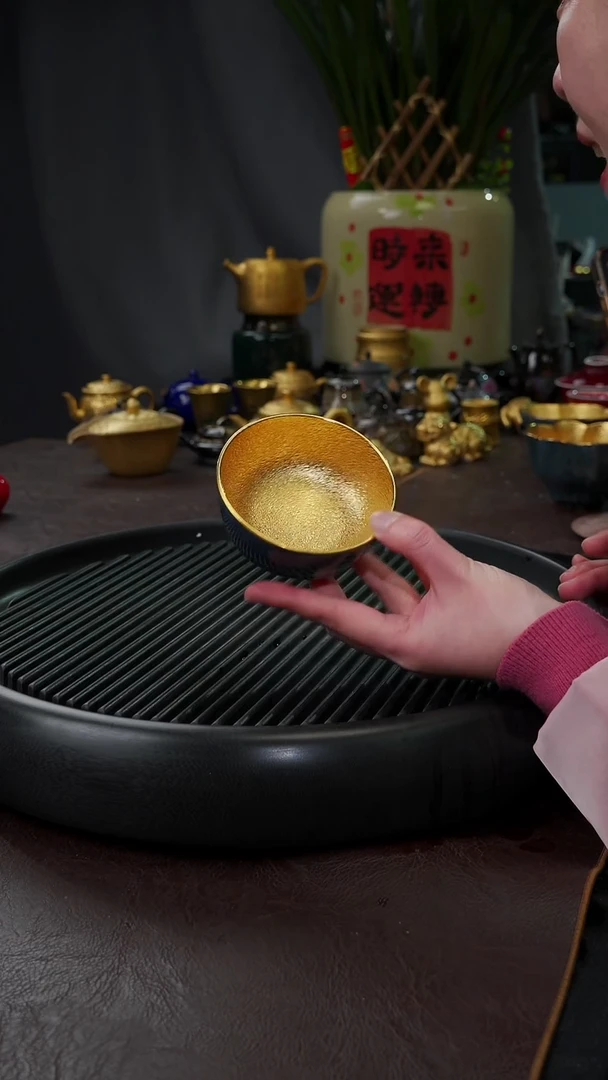 【闪购商品】杯【宜景窑天目釉蓝釉鎏金】普洱杯