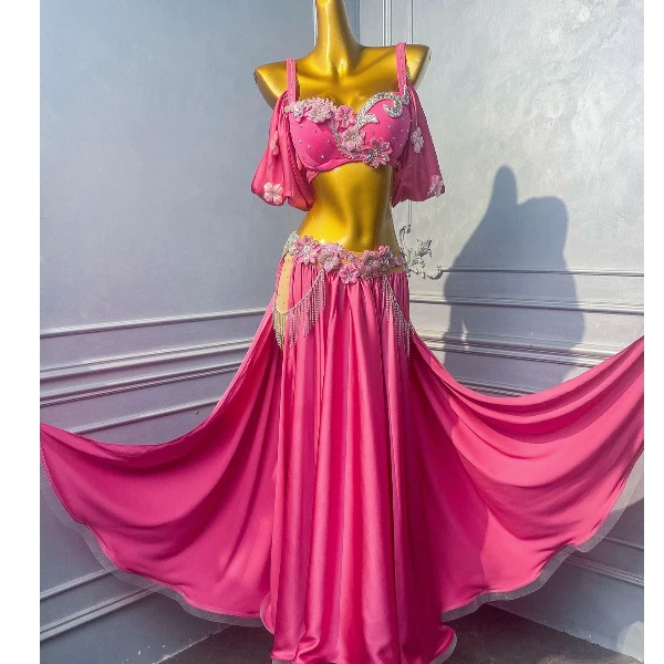 舞姿翼新款桃红表演服套装WZY188