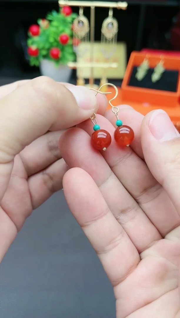 玛瑙/玉髓耳饰银S925镶嵌424000