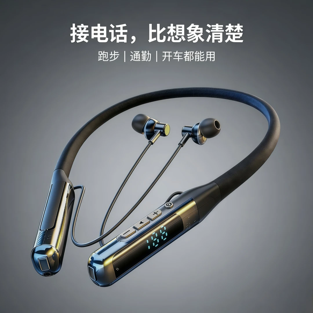 蓝牙耳机2025新款超长续航挂脖式柏林之声高音质重低音音效降噪