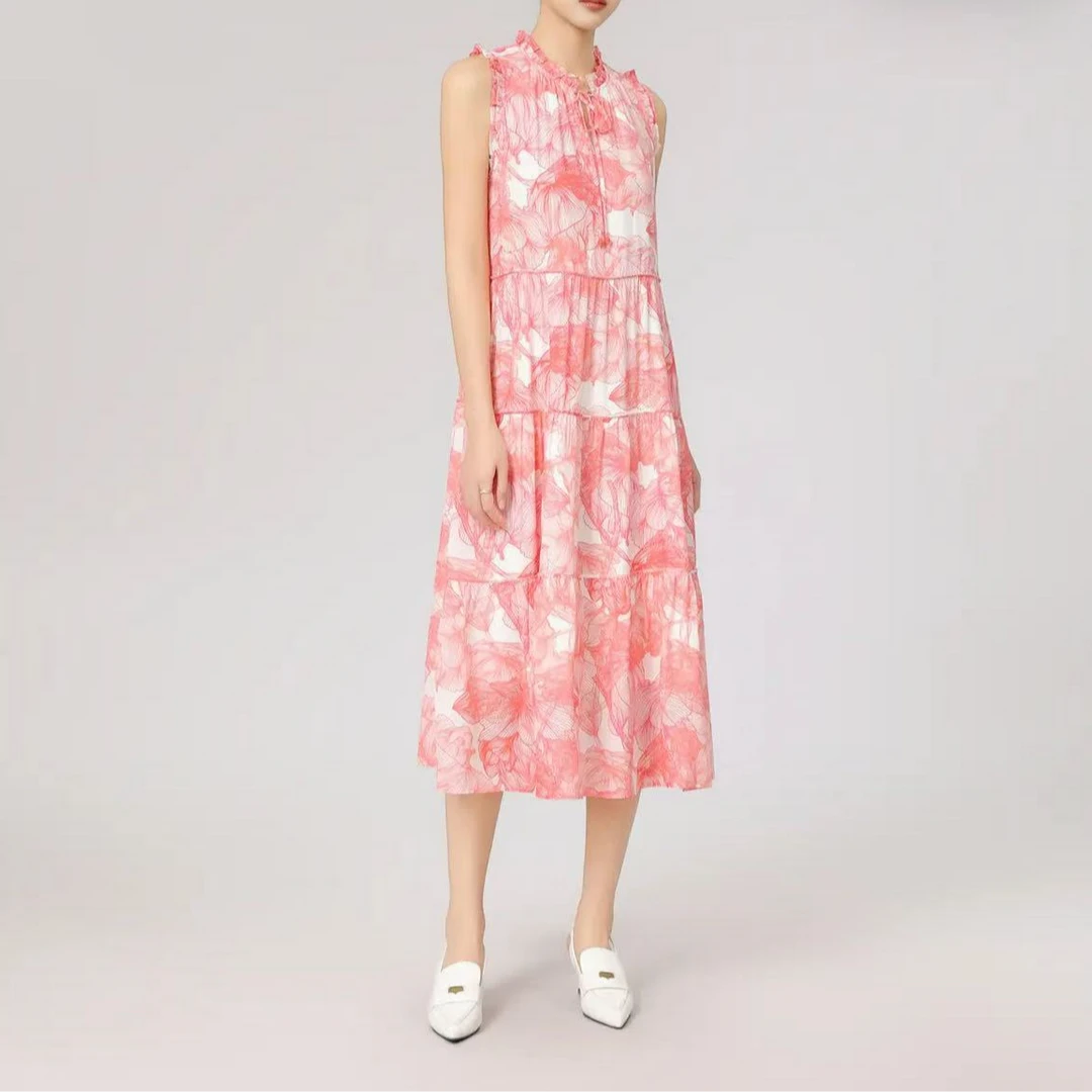 GIRDEAR/哥弟25年新款春夏中长裙优雅浪漫气质无袖连衣裙1500497