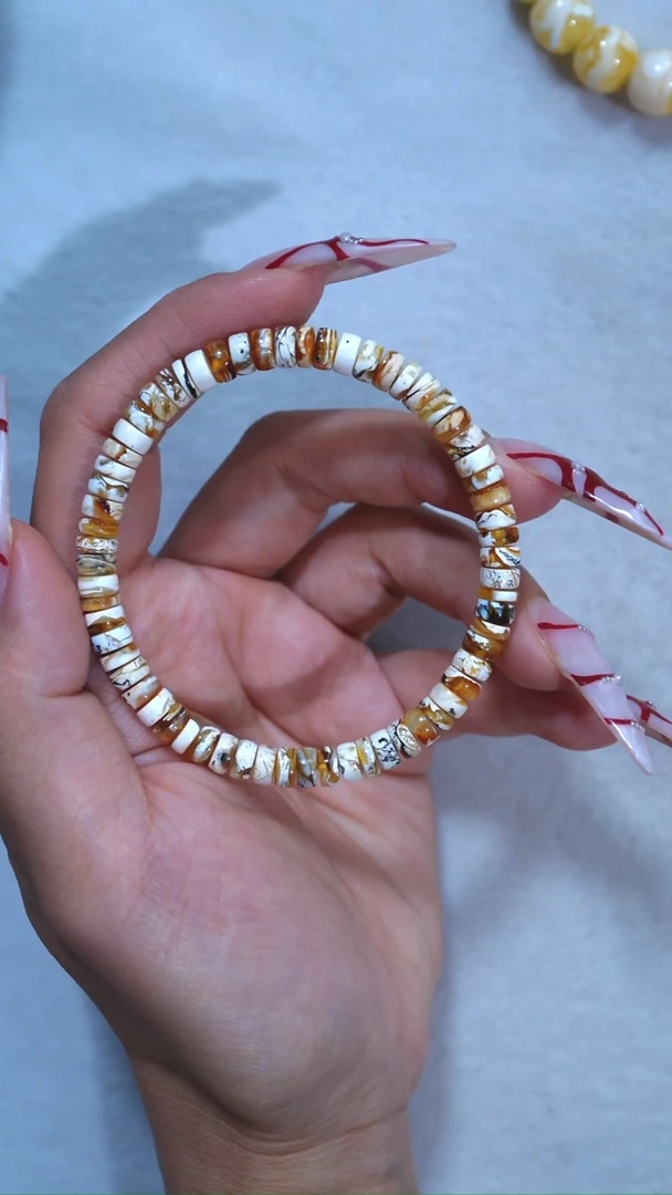 手链琥珀未镶嵌o****n典藏级6mm漆瓷白彩沁妖孽沁色