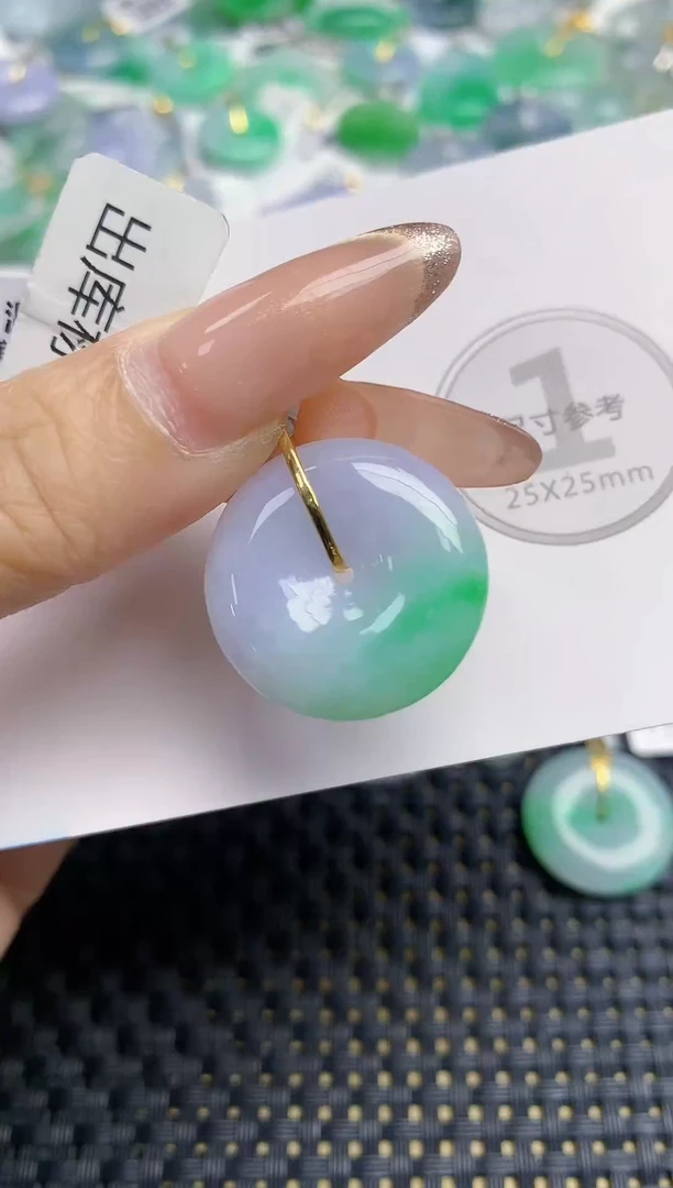 颈饰18K金镶嵌翡翠天然缅甸A货翡翠百元以上9元证书费自理