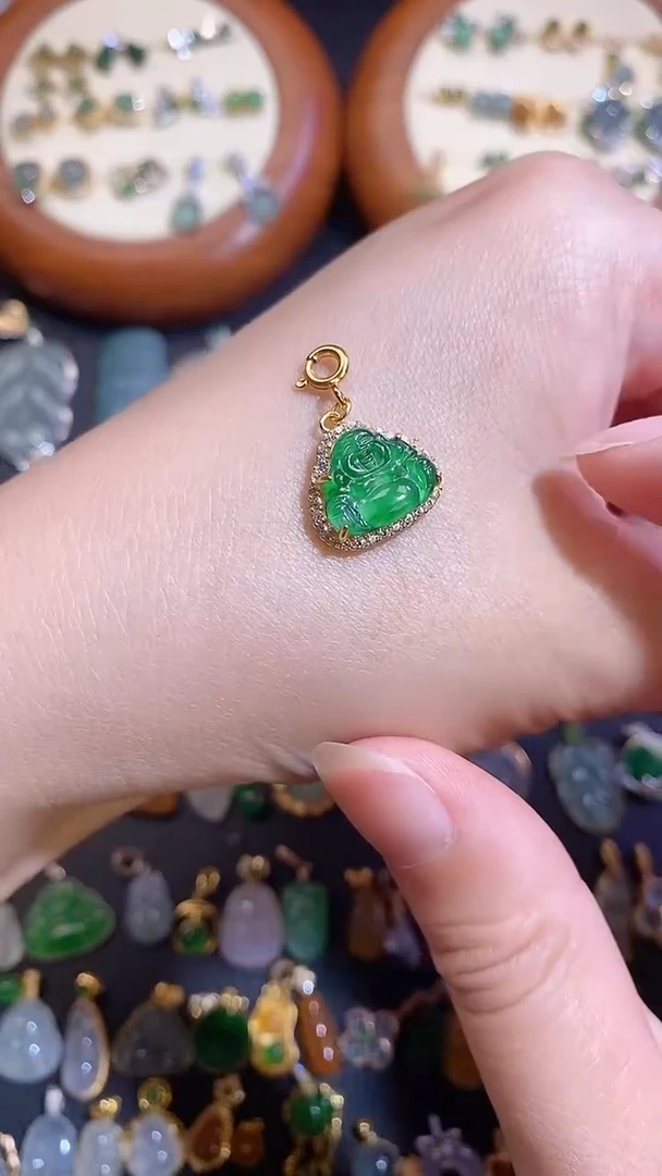 翡翠银S925镶嵌颈饰天然A货翡翠