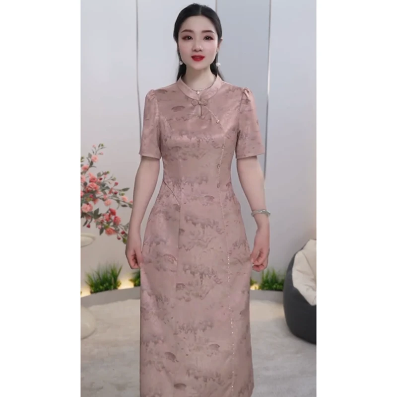 2963夏季新款精品改良气质连衣裙妈妈装国风显瘦中国风