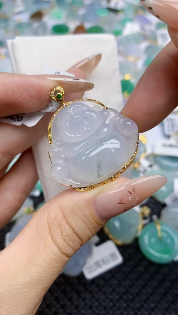 翡翠18K金镶嵌颈饰267   天然翡翠A货