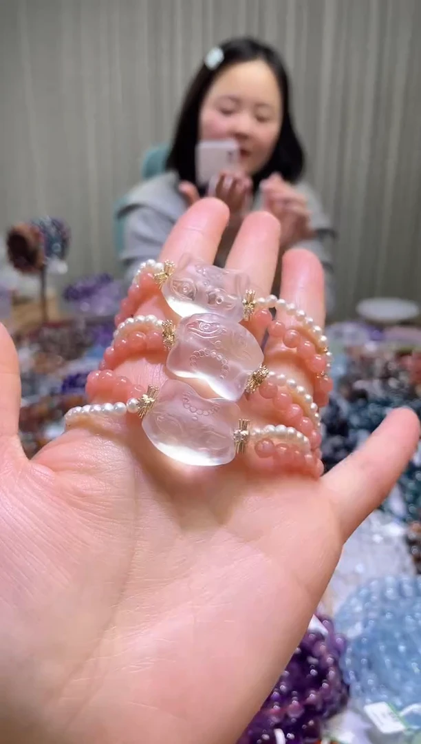 【闪购商品】菱锰矿（红纹石）手串合金小 红纹石 珍珠 设计款手串