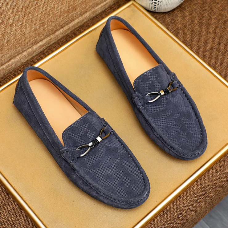 轻奢潮流男士豆豆鞋低帮潮牌磨砂皮透气男鞋2025新款时尚乐福鞋