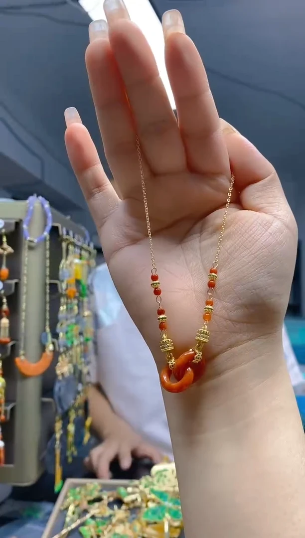 翡翠合金耳饰43翡翠锁骨链