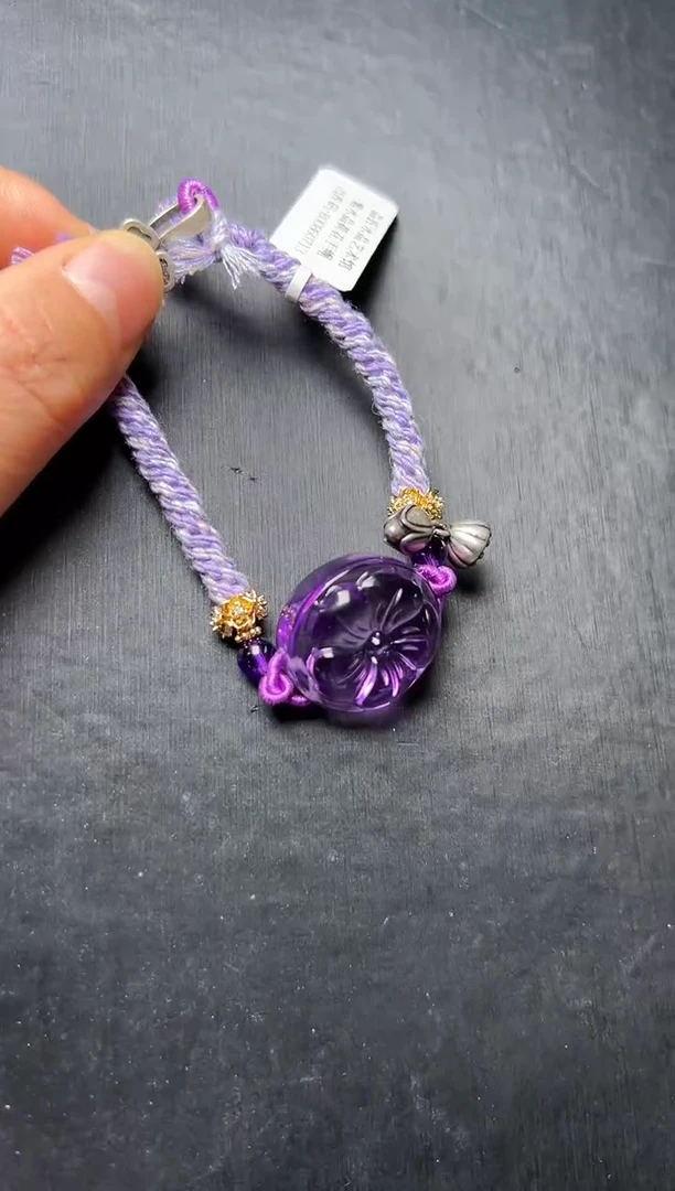 未镶嵌手串水晶紫水晶荷花手绳 JP56427