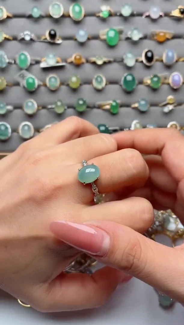 银S925镶嵌戒指翡翠.