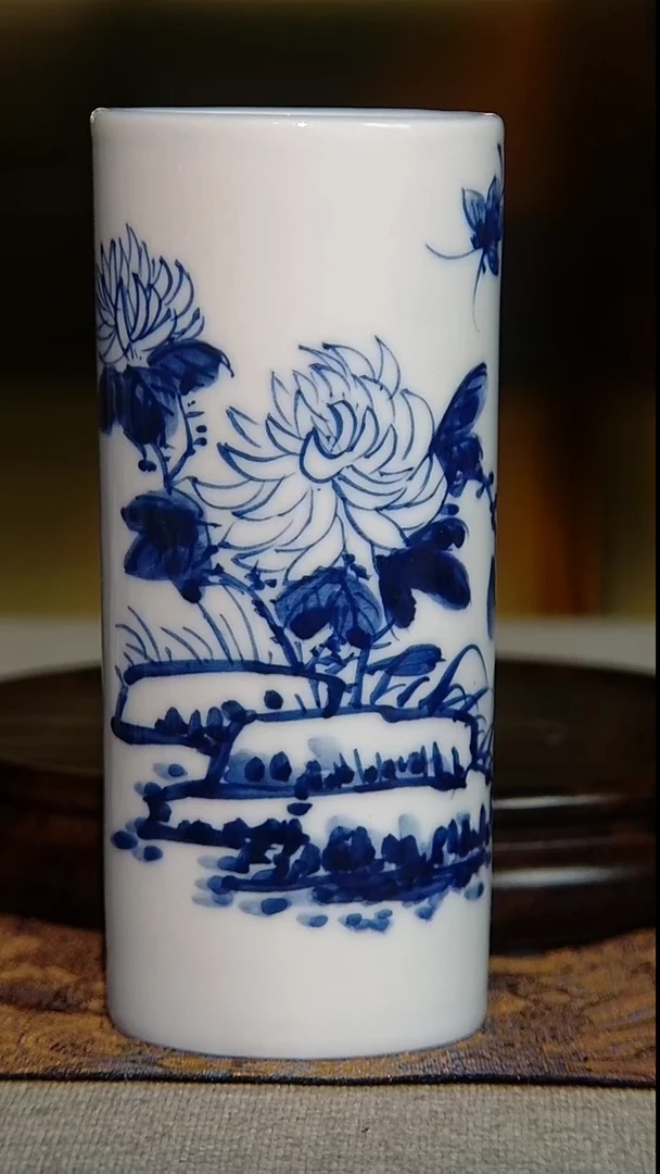 景德镇全手绘高温青花笔筒（微瑕）