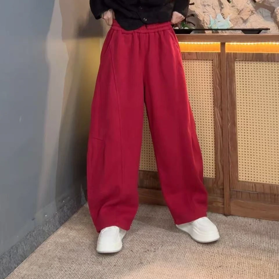 2025秋季炸街女装百搭休闲加绒弯刀裤9855