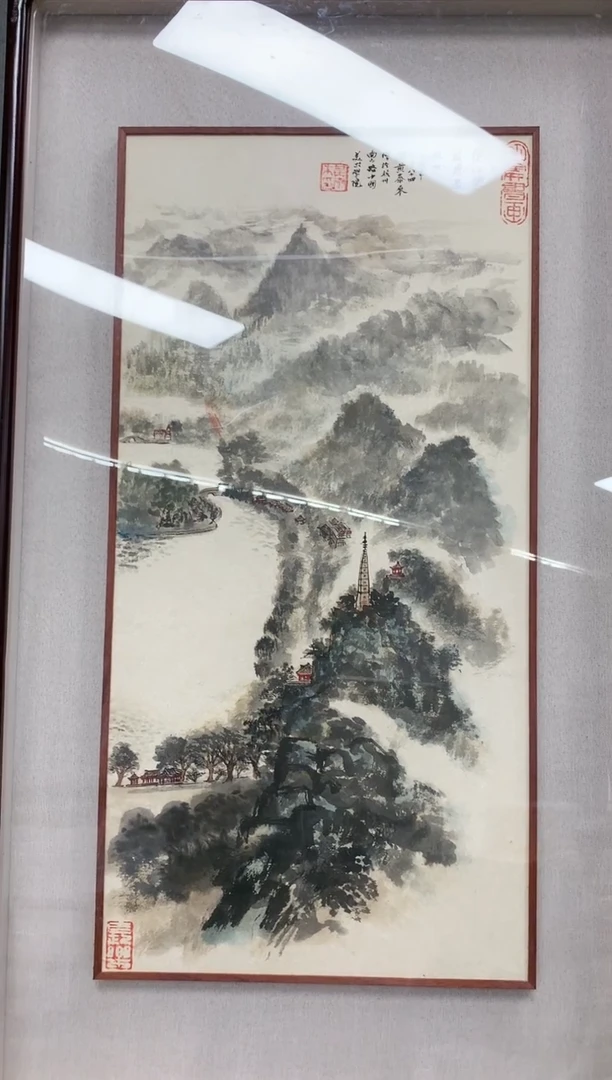 国画黄泰来老师很好山水带框