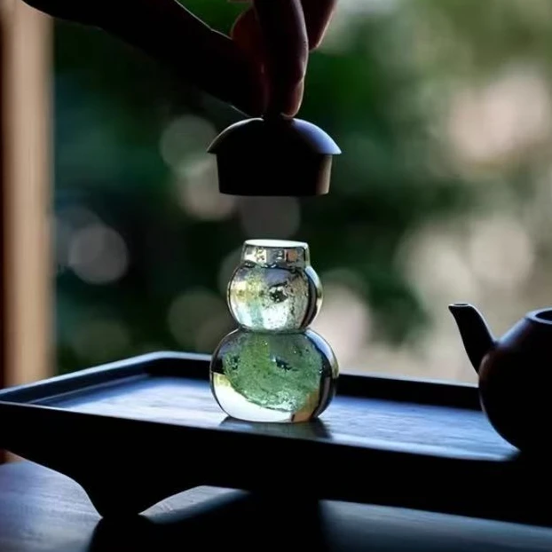 【茶器甄选】福禄水晶盖置茶托葫芦小摆件